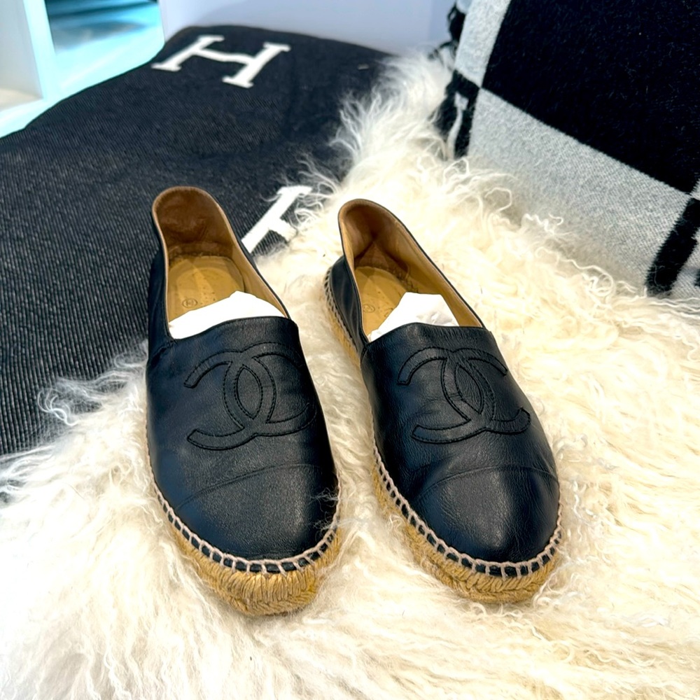 Chanel Black Authentic Espadrilles Rare Size 42